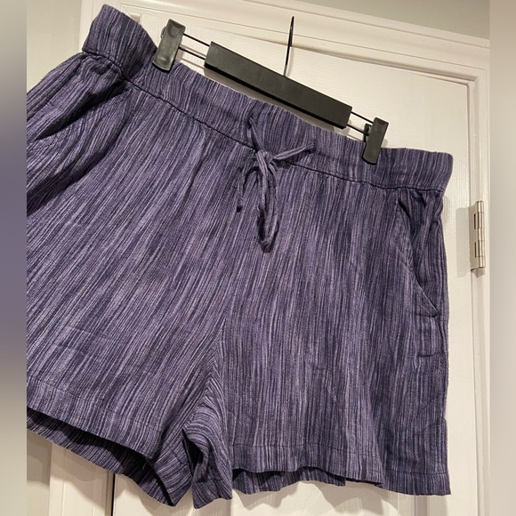NWOT Time & Tru Size XL Blue Linen Blend Comfy Pull On Drawstring Shorts Pockets - Picture 5 of 12
